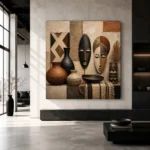 Ivory, Clay & Terracotta African Inspired Wall Art Canvas Print - Image 3