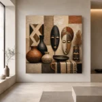Ivory, Clay & Terracotta African Inspired Wall Art Canvas Print - Image 4
