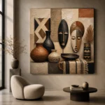 Ivory, Clay & Terracotta African Inspired Wall Art Canvas Print - Image 5