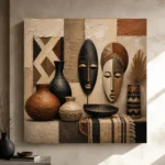 Ivory, Clay & Terracotta African Inspired Wall Art Canvas Print - Image 9