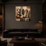 Ivory, Clay & Terracotta African Inspired Wall Art Canvas Print shown in a warm modern interior