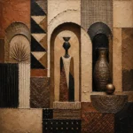 Clay, Black & Ivory African Inspired Wall Art Canvas Print
