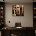 Clay, Black & Ivory African Inspired Wall Art Canvas Print displayed in a contemporary gallery-inspired room