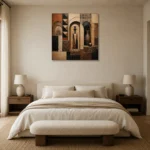Clay, Black & Ivory African Inspired Wall Art Canvas Print showcased in an elegant minimalist interior