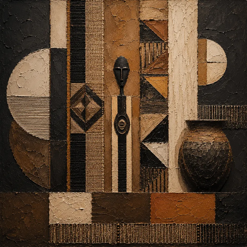 Charcoal, Clay & Ochre African Inspired Wall Art Canvas Print