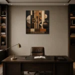 Charcoal, Clay & Ochre African Inspired Wall Art Canvas Print displayed in a contemporary gallery-inspired room