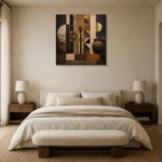 Charcoal, Clay & Ochre African Inspired Wall Art Canvas Print showcased in an elegant minimalist interior