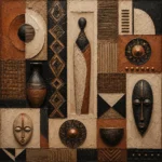 Terracotta, Black & Copper African Inspired Wall Art Canvas Print