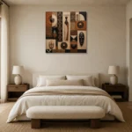 Terracotta, Black & Copper African Inspired Wall Art Canvas Print showcased in an elegant minimalist interior
