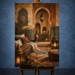 Sand, Terracotta & Indigo Moroccan Wall Art Canvas Print - Image 2