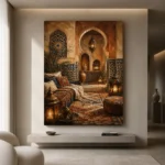 Sand, Terracotta & Indigo Moroccan Wall Art Canvas Print - Image 4