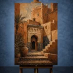 Terracotta, Clay & Indigo Kasbah Moroccan Wall Art Canvas Print - Image 2
