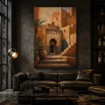 Terracotta, Clay & Indigo Kasbah Moroccan Wall Art Canvas Print - Image 5