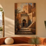 Terracotta, Clay & Indigo Kasbah Moroccan Wall Art Canvas Print - Image 6