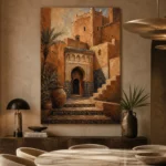 Terracotta, Clay & Indigo Kasbah Moroccan Wall Art Canvas Print - Image 7