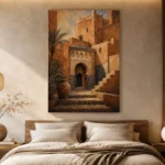 Terracotta, Clay & Indigo Kasbah Moroccan Wall Art Canvas Print - Image 8