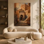 Terracotta, Clay & Indigo Kasbah Moroccan Wall Art Canvas Print - Image 9