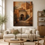 Terracotta, Clay & Indigo Kasbah Moroccan Wall Art Canvas Print - Image 10