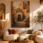 Terracotta, Clay & Indigo Kasbah Moroccan Wall Art Canvas Print - Image 11