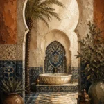 Indigo, Sand & Sage Oasis Moroccan Wall Art Canvas Print