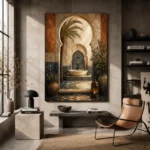 Indigo, Sand & Sage Oasis Moroccan Wall Art Canvas Print - Image 3