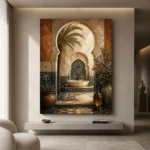 Indigo, Sand & Sage Oasis Moroccan Wall Art Canvas Print - Image 4
