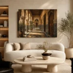 Sand, Indigo & Muted Gold Moroccan Arcade Wall Art Canvas Print - Image 7