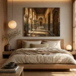 Sand, Indigo & Muted Gold Moroccan Arcade Wall Art Canvas Print - Image 9
