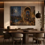 Deep Indigo, Sand & Copper Moroccan Pavilion Wall Art Canvas Print - Image 5