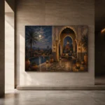 Deep Indigo, Sand & Copper Moroccan Pavilion Wall Art Canvas Print - Image 6