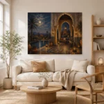 Deep Indigo, Sand & Copper Moroccan Pavilion Wall Art Canvas Print - Image 8