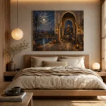 Deep Indigo, Sand & Copper Moroccan Pavilion Wall Art Canvas Print - Image 9