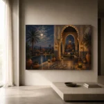 Deep Indigo, Sand & Copper Moroccan Pavilion Wall Art Canvas Print - Image 11