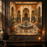Terracotta, Sand & Indigo Moroccan Fountain Wall Art Canvas Print - Image 2