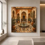 Terracotta, Sand & Indigo Moroccan Fountain Wall Art Canvas Print - Image 4