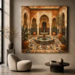 Terracotta, Sand & Indigo Moroccan Fountain Wall Art Canvas Print - Image 5