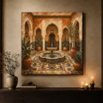 Terracotta, Sand & Indigo Moroccan Fountain Wall Art Canvas Print - Image 6