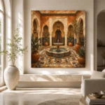 Terracotta, Sand & Indigo Moroccan Fountain Wall Art Canvas Print - Image 8