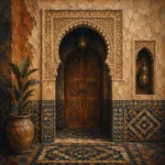 Sand, Indigo & Gold Moroccan Doorway Wall Art Canvas Print