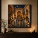 Deep Indigo, Sand & Copper Riad Moroccan Wall Art Canvas Print - Image 6