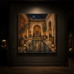 Deep Indigo, Sand & Copper Riad Moroccan Wall Art Canvas Print - Image 7