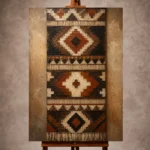 Earthy umber and ivory Native Pattern Wall Art print for elegant interiors. No text or watermarks in design.