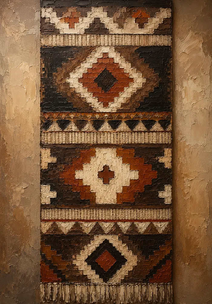 Umber & Ivory Native Pattern Ethnic Wall Art Canvas Print
