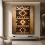 Umber & Ivory Native Pattern Ethnic Wall Art Canvas Print - Image 4