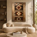 Umber & Ivory Native Pattern Ethnic Wall Art Canvas Print - Image 9