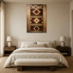 Umber & Ivory Native Pattern Ethnic Wall Art Canvas Print showcased in an elegant minimalist interior