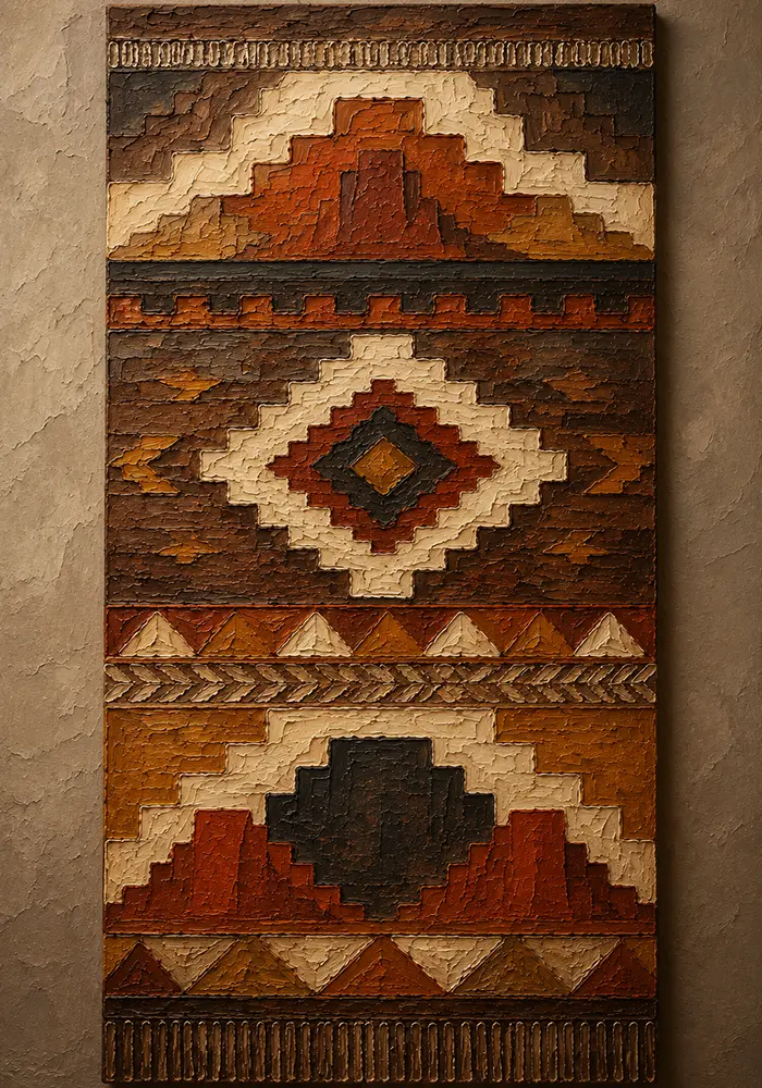 Rust & Umber Native Pattern Ethnic Wall Art Canvas Print
