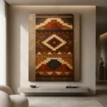 Rust & Umber Native Pattern Ethnic Wall Art Canvas Print - Image 4