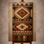 Ivory and terracotta Native Pattern Wall Art print for elegant interiors. No text or watermarks in design.