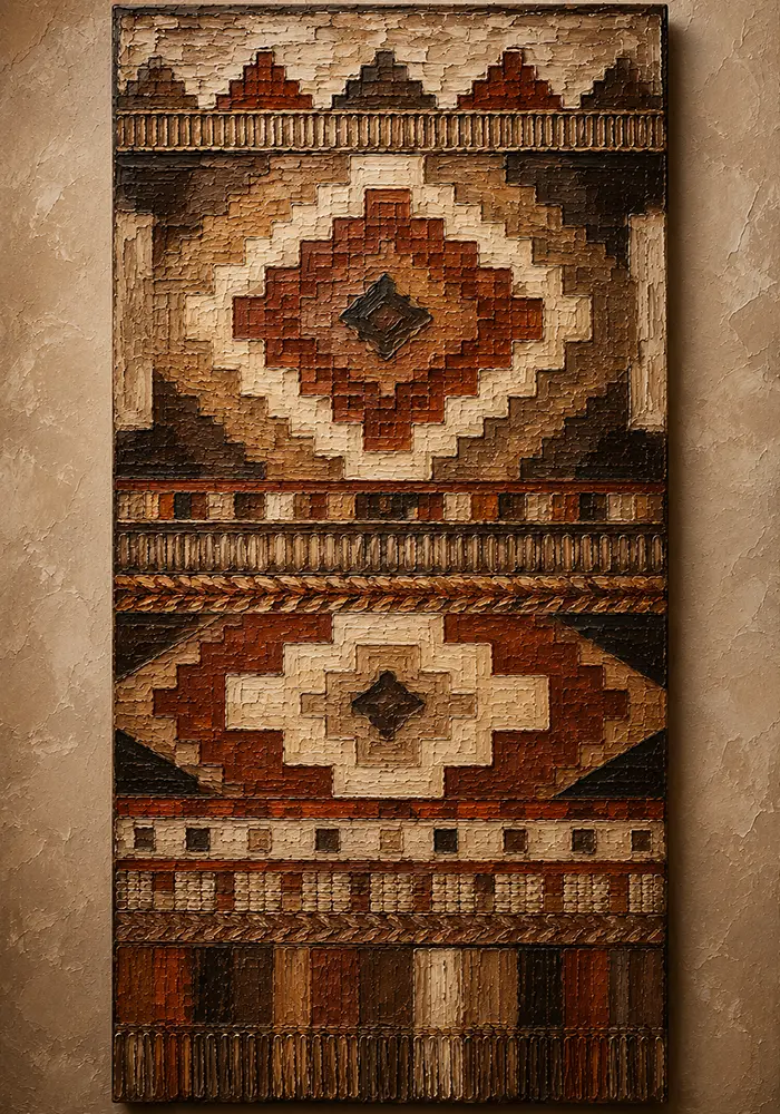 Ivory & Terracotta Native Pattern Ethnic Wall Art Canvas Print